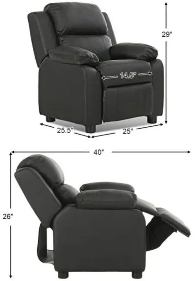 Hivvago Deluxe Kids Armchair Recliner Headrest Sofa w/ Storage Arms