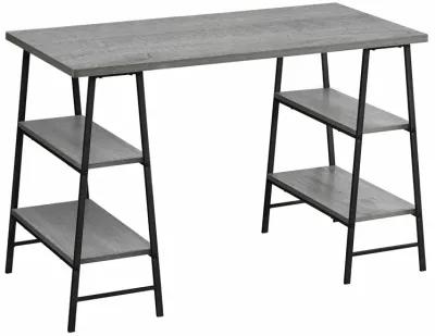 Monarch Specialties I 7524 Computer Desk, Home Office, Laptop, Storage Shelves, 48"L, Work, Metal, Laminate, Grey, Black, Contemporary, Modern