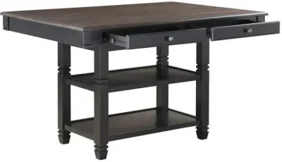 Transitional Style 1pc Counter Height Table with Storage Drawers 2x Display Shelves Natural and Black Finish Dining Furniture