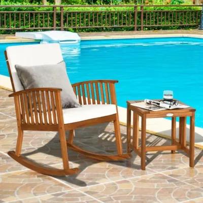 Hivvago 2 Pieces Acacia Wood Patio Rocking Chair Table Set