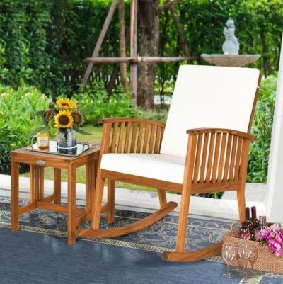 Hivvago 2 Pieces Acacia Wood Patio Rocking Chair Table Set