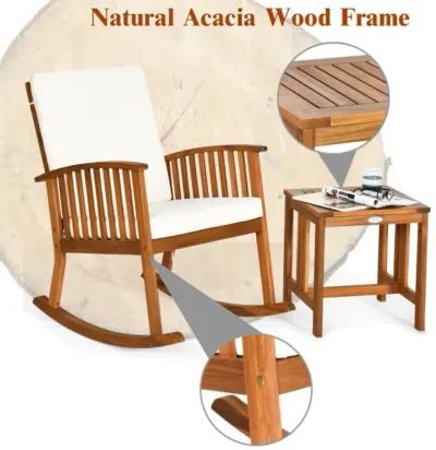 Hivvago 2 Pieces Acacia Wood Patio Rocking Chair Table Set