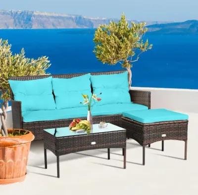 Hivvago 3 Pieces Patio Furniture Sectional Set with 5 Cozy Cushions