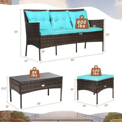 Hivvago 3 Pieces Patio Furniture Sectional Set with 5 Cozy Cushions