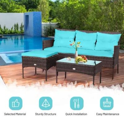 Hivvago 3 Pieces Patio Furniture Sectional Set with 5 Cozy Cushions