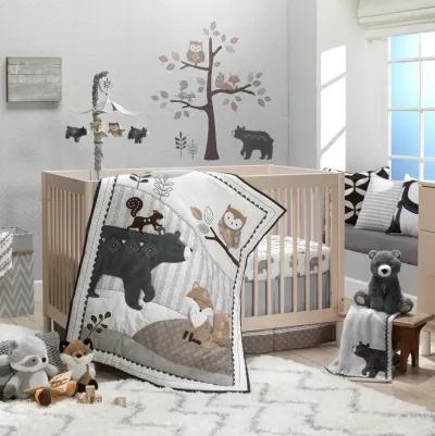 Lambs & Ivy Woodland Forest Gray Fleece Bear Nursery Baby Blanket