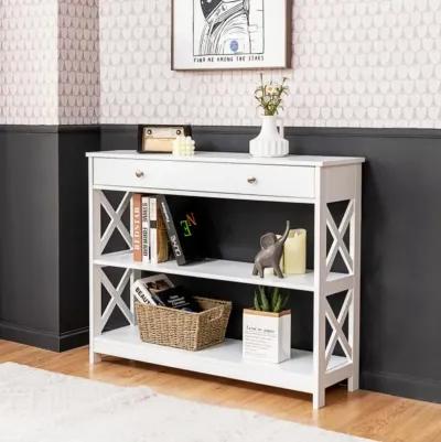 Hivvago Console Table 3-Tier with Drawer and Storage Shelves