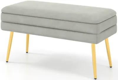 Velvet Upholstered Storage Bench with Removable Top