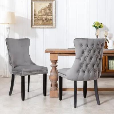 Set of 2 Upholstered Wingback Dining Chairs