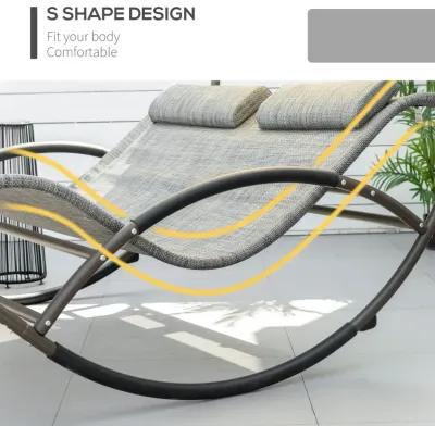 Light Gray Patio Lounger: Double Rocking Bed with Canopy