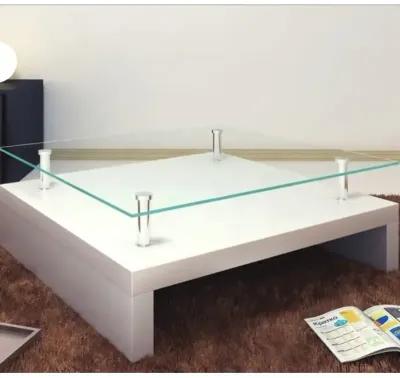 vidaXL Coffee Table with Glass Top White, 60697