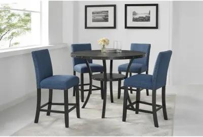 New Classic Furniture Furniture Crispin Melamine Round Counter Table & 4 Stools in Blue