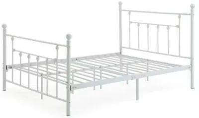 QuikFurn Full size White Classic Metal Platform Bed Frame with Headboard and Footboard