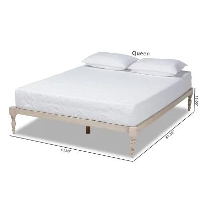 Baxton Studio Iseline Modern Antique White Finished Wood Queen Size Platform Bed Frame