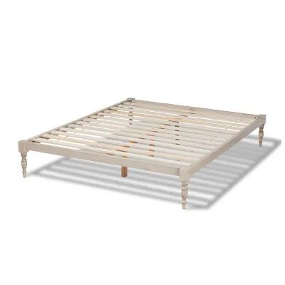 Baxton Studio Iseline Modern Antique White Finished Wood Queen Size Platform Bed Frame