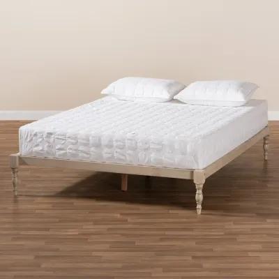 Baxton Studio Iseline Modern Antique White Finished Wood Queen Size Platform Bed Frame