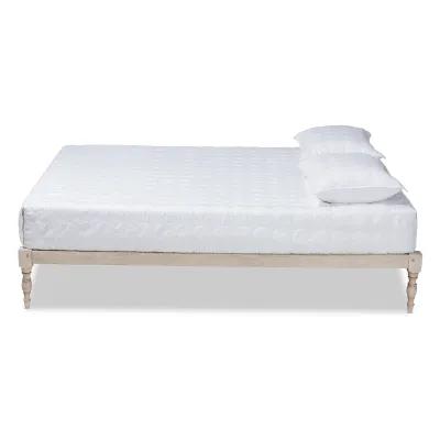 Baxton Studio Iseline Modern Antique White Finished Wood Queen Size Platform Bed Frame