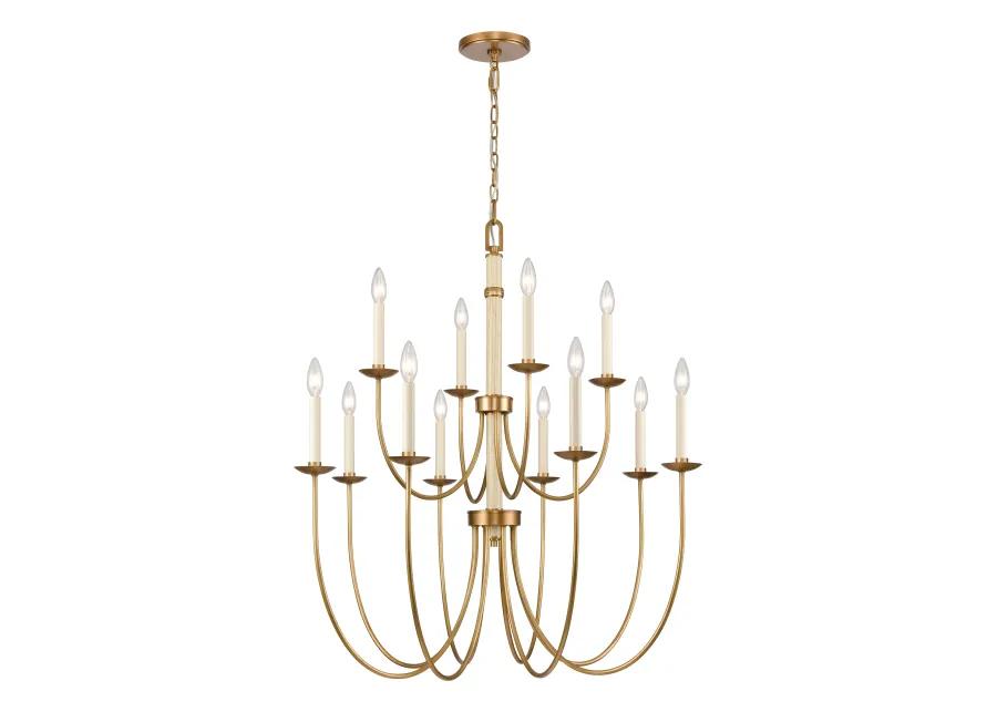 Neville 34'' Wide 12-Light Gold Chandelier