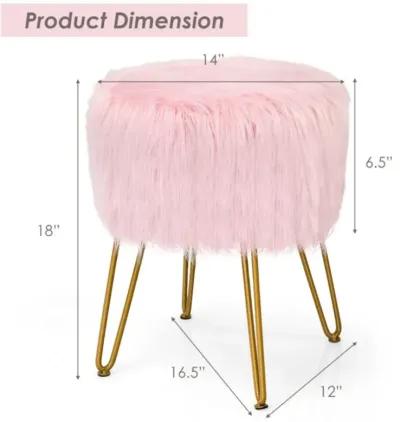 Hivvago Faux Fur Vanity Stool Chair with Metal Legs for Bedroom and Living Room