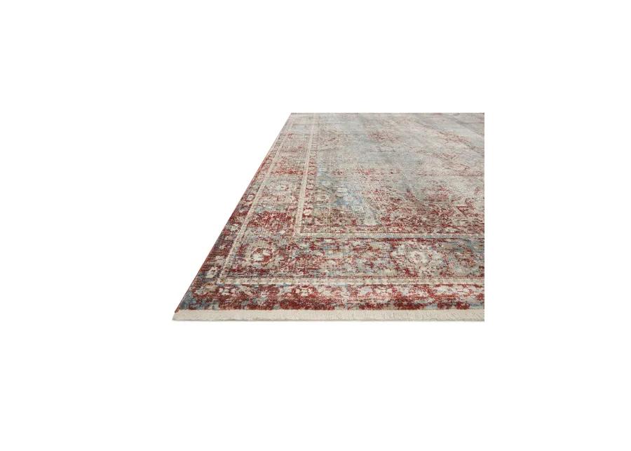 Elise ELI04 Sky/Red 5'3" x 7'9" Rug