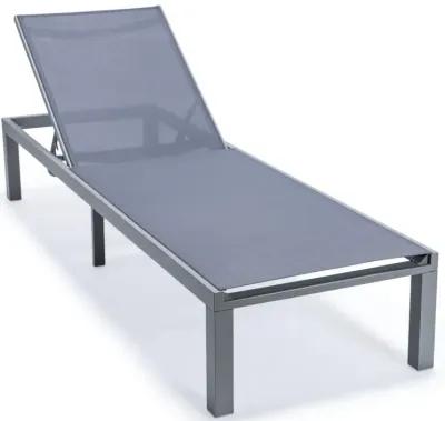 LeisureMod Marlin Patio Chaise Lounge Chair With Grey Aluminum Frame