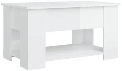 vidaXL Coffee Table - Modern High Gloss White | Engineered Wood Construction | Rectangular Shape | Assembly Required