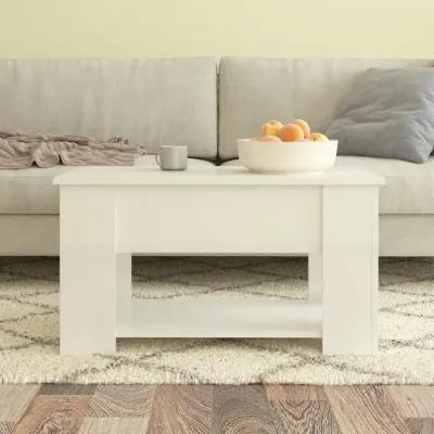 vidaXL Coffee Table - Modern High Gloss White | Engineered Wood Construction | Rectangular Shape | Assembly Required