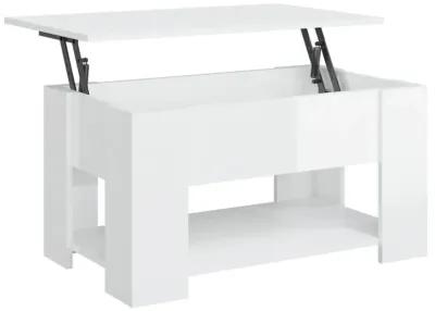 vidaXL Coffee Table - Modern High Gloss White | Engineered Wood Construction | Rectangular Shape | Assembly Required