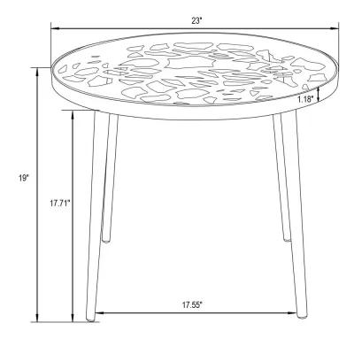 LeisureMod Devon Tree Design Glass Top Aluminum Base Indoor Outdoor End Table