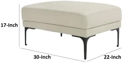 Salk 30 Inch Ottoman, Rectangular Cushioned Seat, Light Gray Upholstery - Benzara