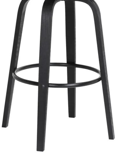 Willow Swivel Black Wood Counter Stool in Grey Faux Leather with Black Metal