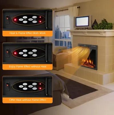 Electric Fireplace Insert with 7-Level Adjustable Flame Brightness