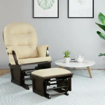 Baby Nursery Wooden Rocking Chair with Armrests and Cushion