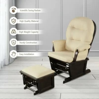 Baby Nursery Wooden Rocking Chair with Armrests and Cushion