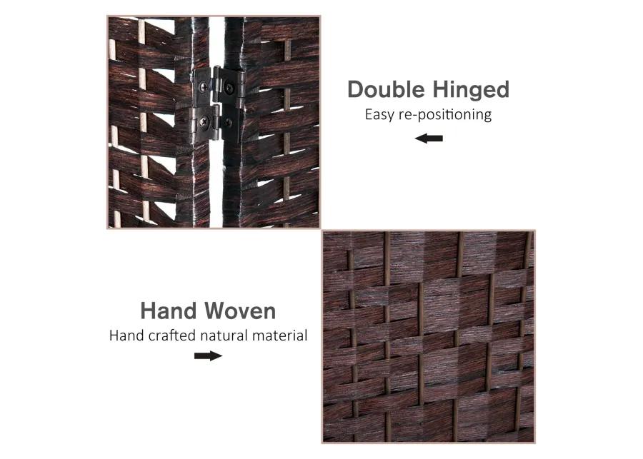 Brown Privacy Screen: 3-Panel 6' Tall Folding Wicker Room Divider