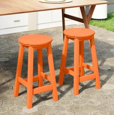 WestinTrends 24" HDPE Outdoor Patio Round Counter Height Bar Stool Set of 2