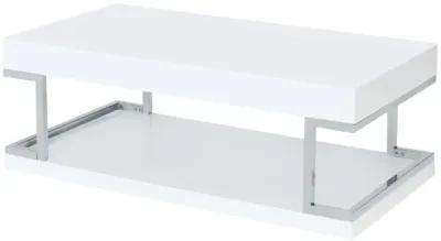 Aspers Coffee Table, White High Gloss & Chrome