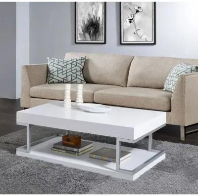 Aspers Coffee Table, White High Gloss & Chrome