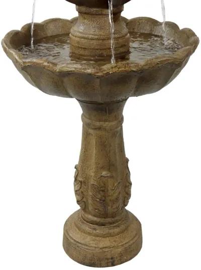 Sunnydaze Blooming Flower Resin Outdoor 2-Tier Water Fountain