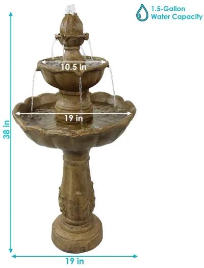 Sunnydaze Blooming Flower Resin Outdoor 2-Tier Water Fountain