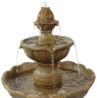 Sunnydaze Blooming Flower Resin Outdoor 2-Tier Water Fountain