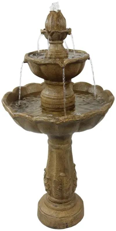 Sunnydaze Blooming Flower Resin Outdoor 2-Tier Water Fountain