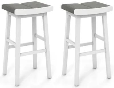 Hivvago 2 Pieces 26/31.5 Inch Upholstered Saddle Barstools with Padded Cushions