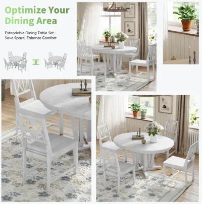 Rustic 5-Piece Extendable Dining Table Set