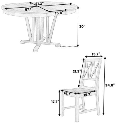 Rustic 5-Piece Extendable Dining Table Set