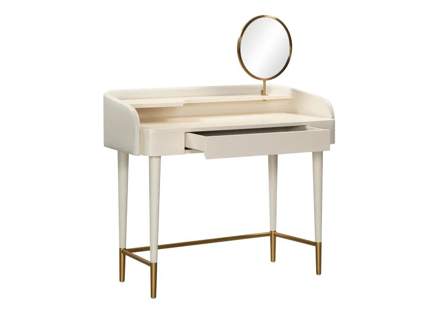 Penelope Taupe Vegan Leather Wrapped Vanity Desk