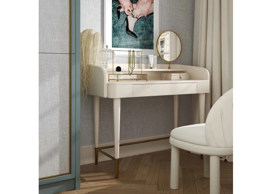 Penelope Taupe Vegan Leather Wrapped Vanity Desk