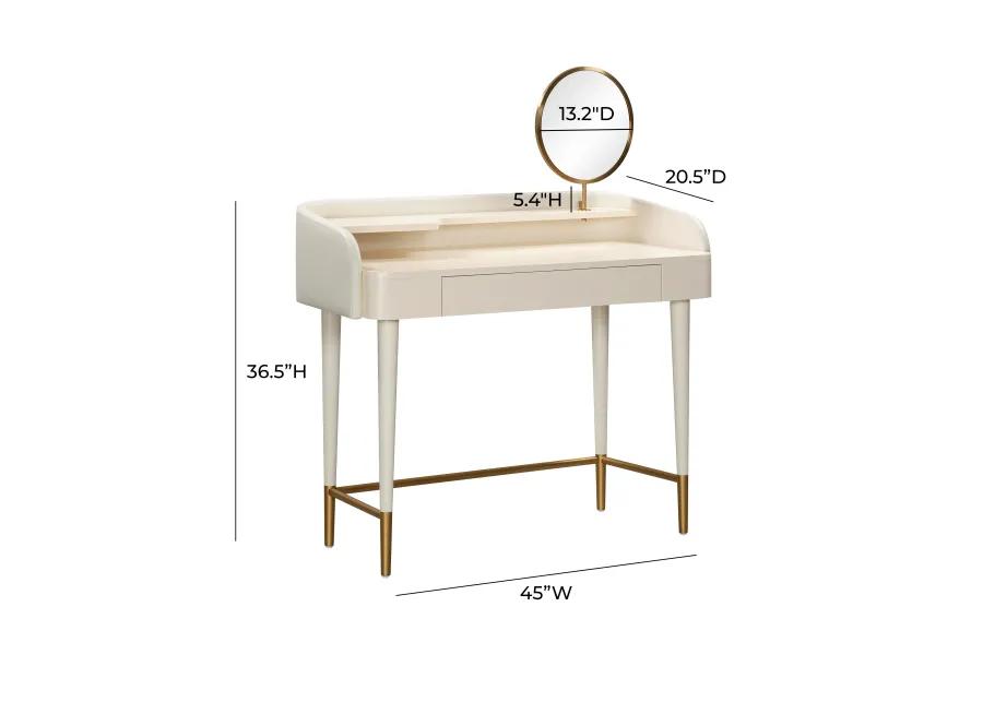 Penelope Taupe Vegan Leather Wrapped Vanity Desk