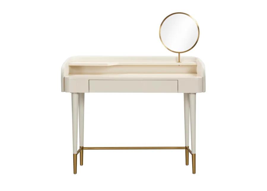 Penelope Taupe Vegan Leather Wrapped Vanity Desk