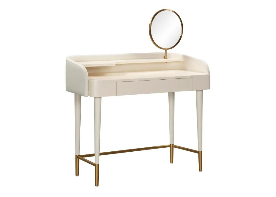 Penelope Taupe Vegan Leather Wrapped Vanity Desk